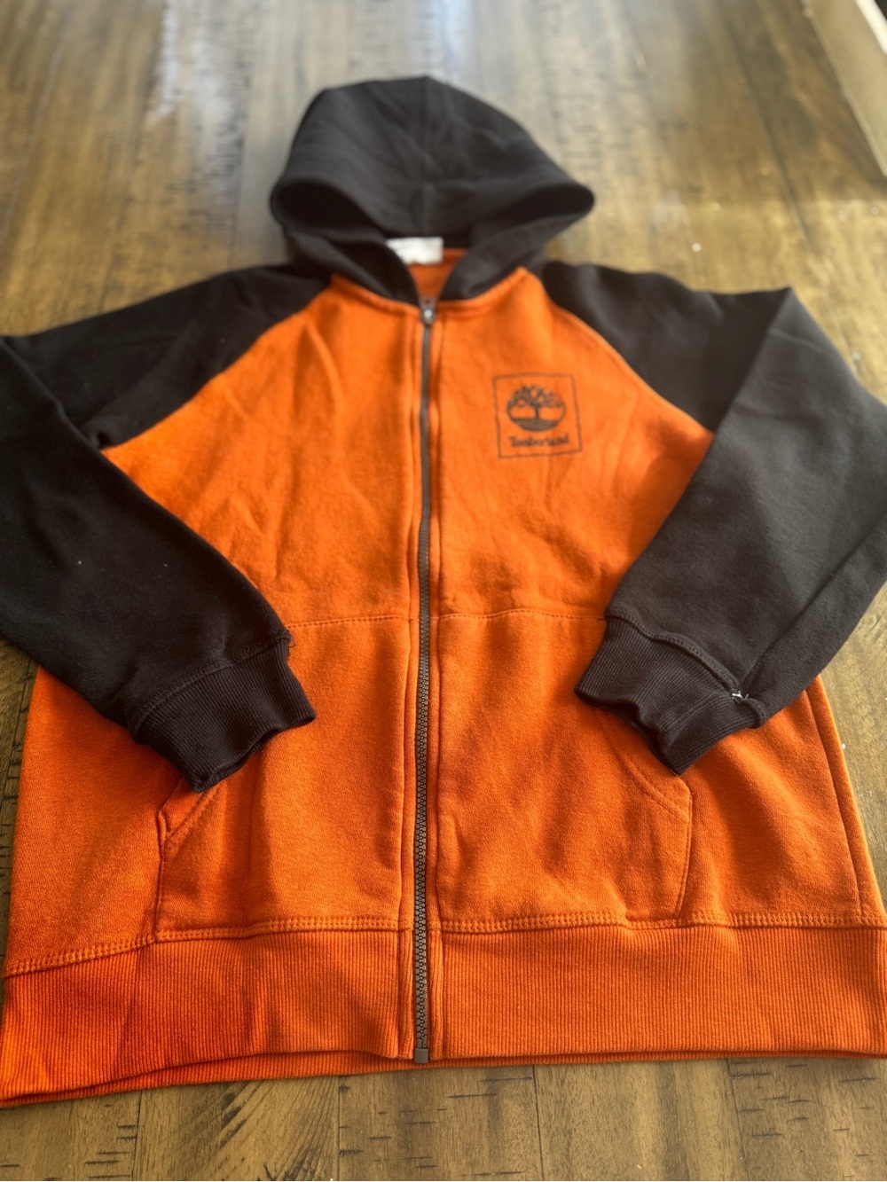 Timberland Kids Orange and Black Full-Zip Hoodie - Picture 5 of 12
